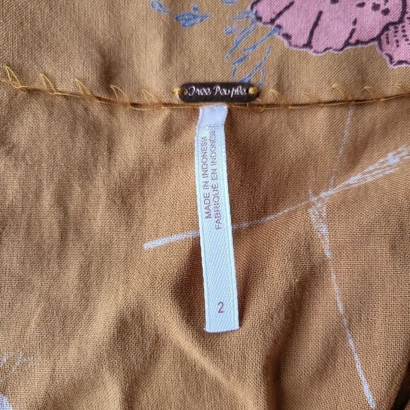 Free‎ People Women's Mustard Combo Short Sleeve Drapey Melanie Dress Size… - Picture 6 of 6